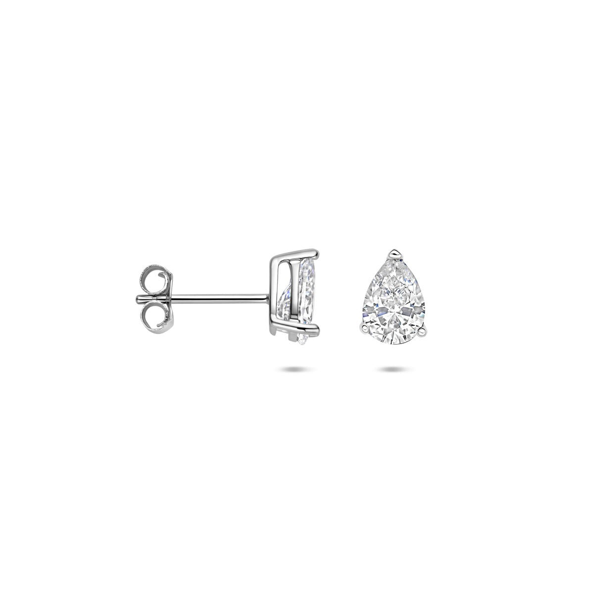 Silberne Ohrstecker mit Zirkonia in Birnenform – 7,5 x 5,5 mm