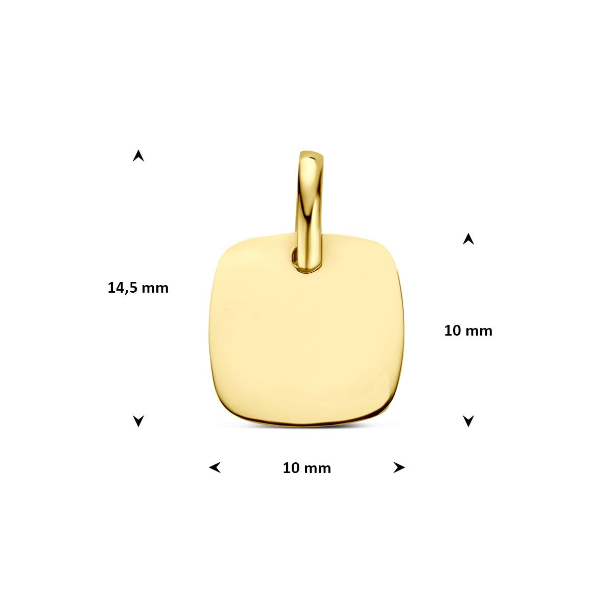 14k Gelbgold Gravur-Anhänger quadratisch