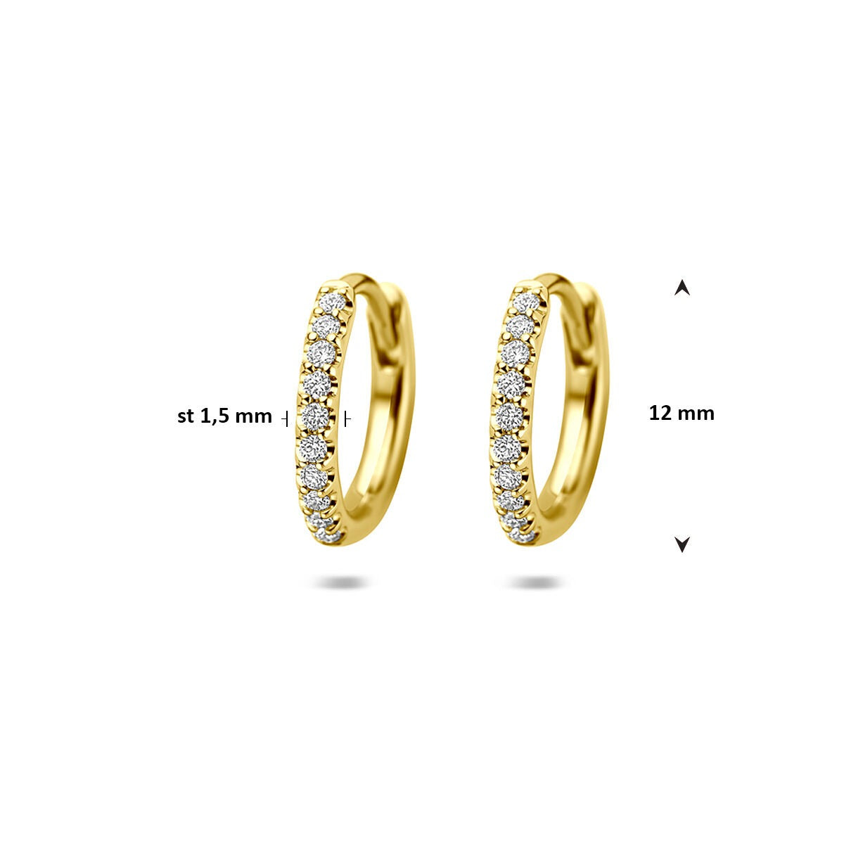 14K Gelbgold Klappcreolen mit im Labor gezüchtetem Diamanten