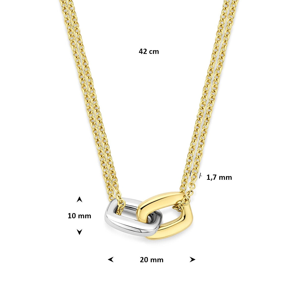 14k Bicolor Goldkette mit rechteckigem Anhänger