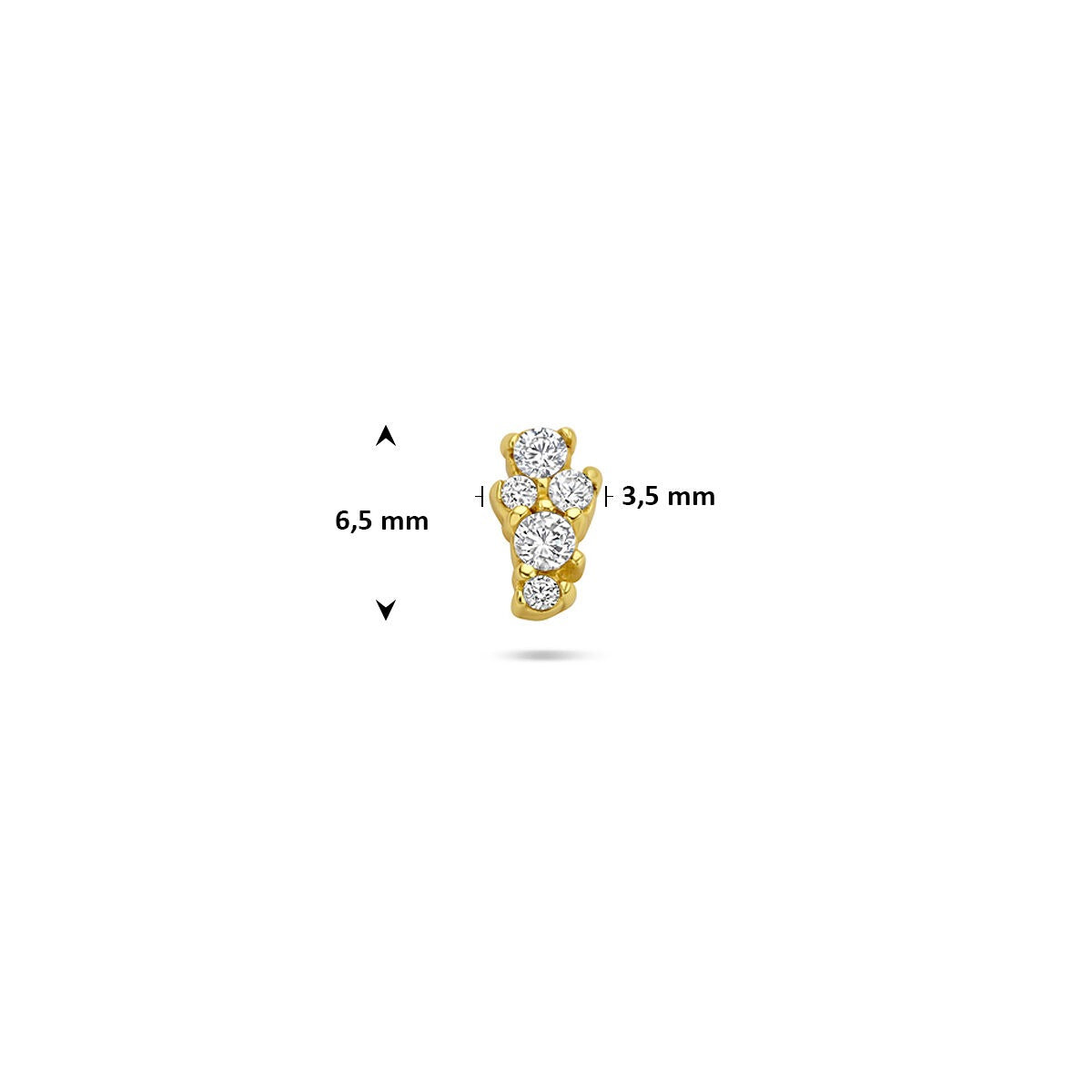 Vergoldetes 925er Silber Flat Back Piercing mit Zirkonia