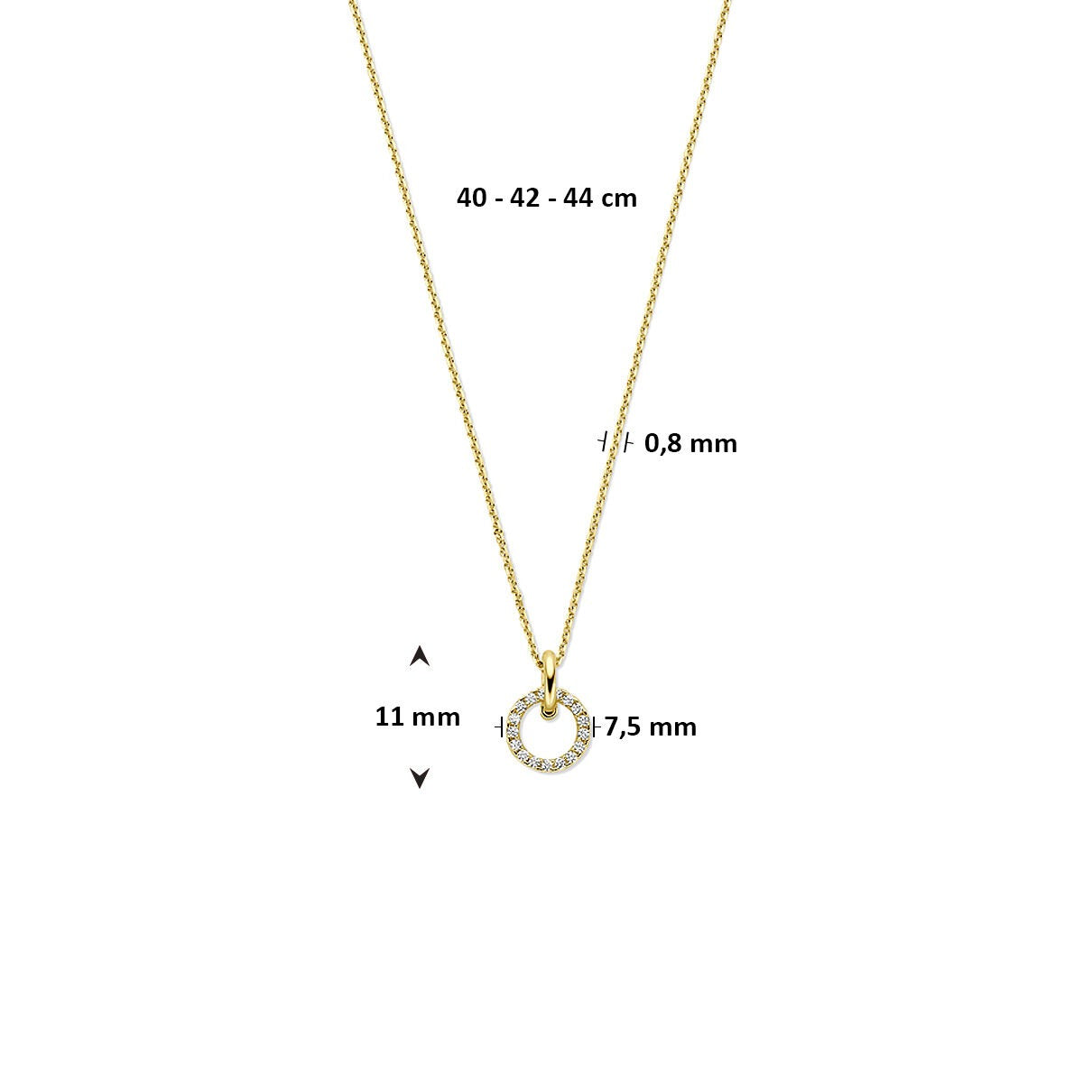 Goldhalskette 14k mit Zirkonia – Pavé-Fassung