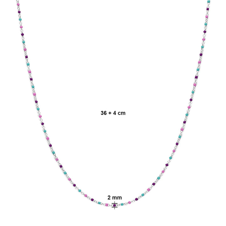 Halskette Kugeln aus farbigem Email 36 + 4 cm Silber rhodiniert