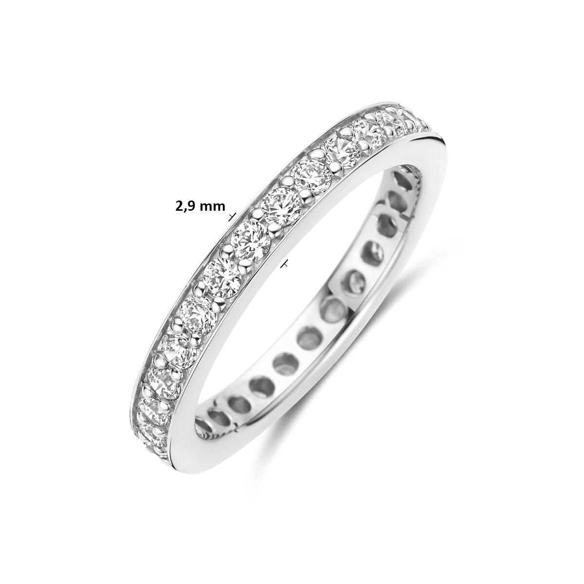 Rhodinierter 925er Silberring mit Zirkonia 2,9 mm