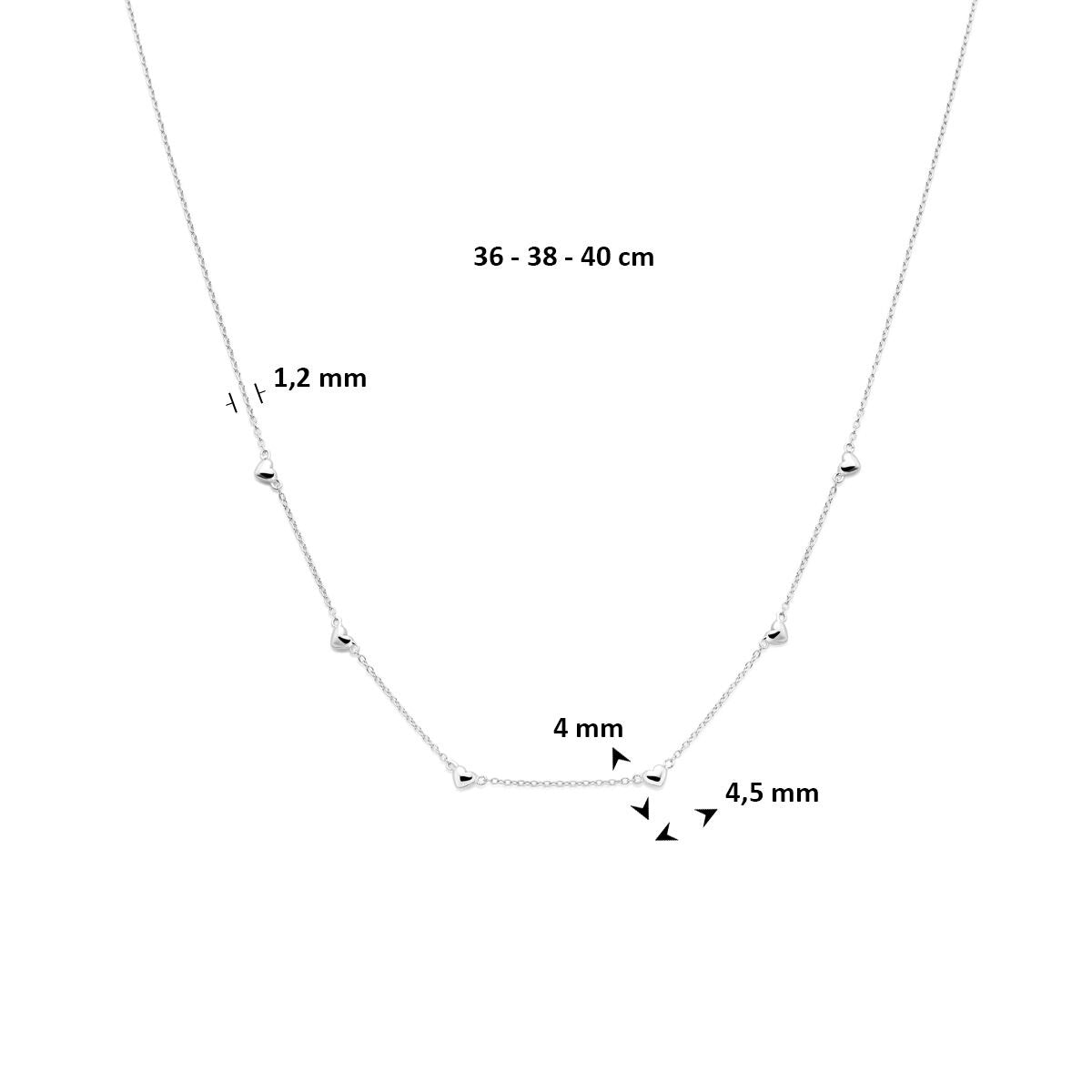 Silberne Kinderkette mit Herzchen – rhodiniertes Collier