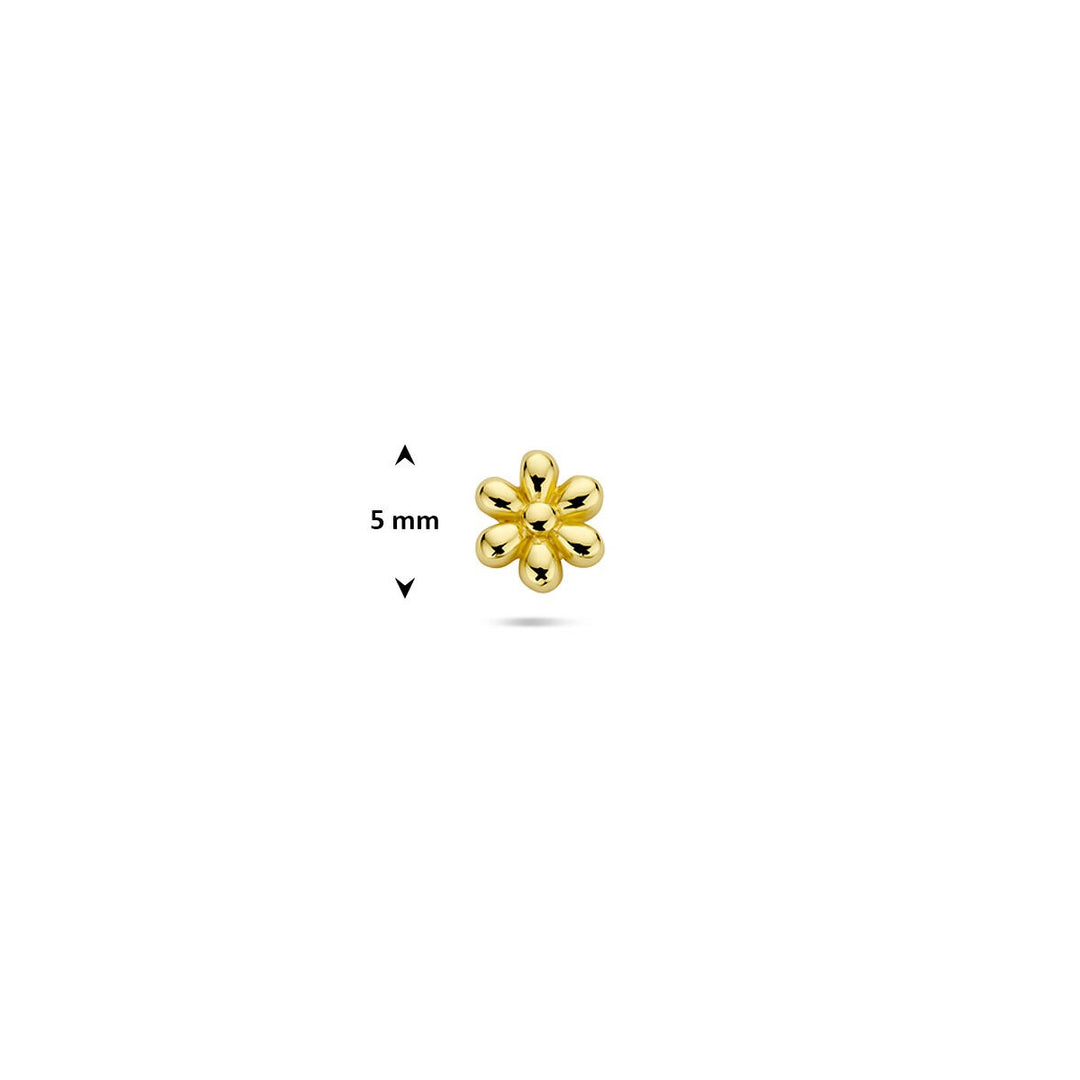Verguld zilveren flat back piercing bloem – 925 zilver
