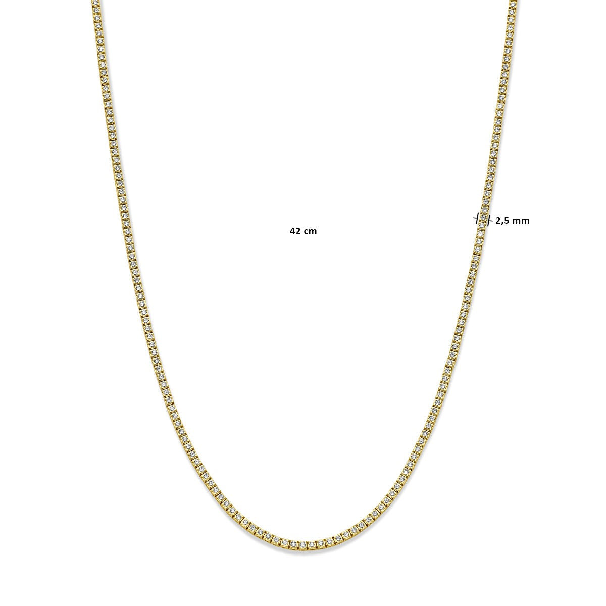 Halskette aus 14 Karat Gelbgold mit Tennisdesign und im Labor gezüchteten Diamanten – 5,00 Karat