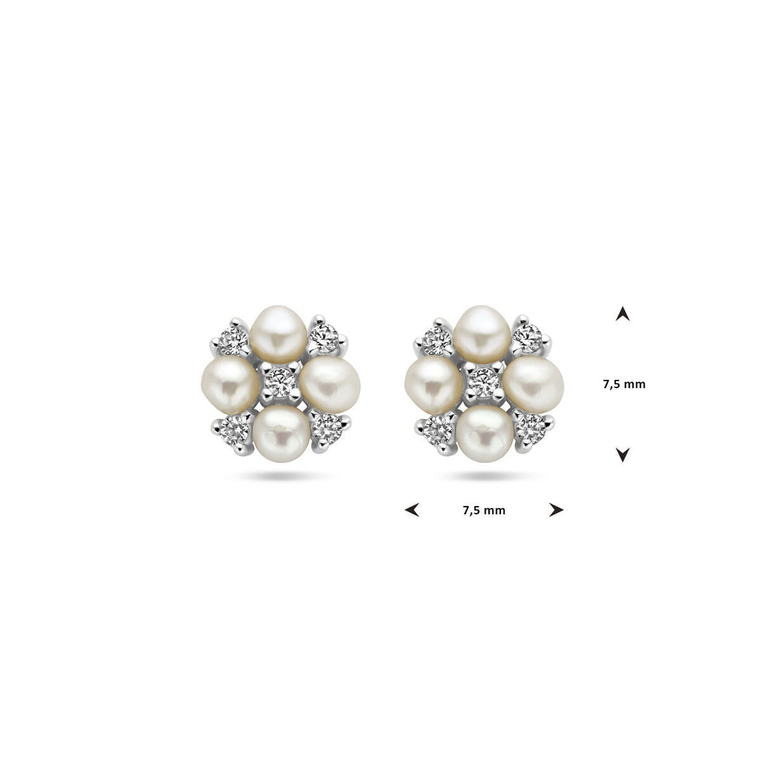 Ohrstecker Perle und Zirkonia Silber rhodiniert