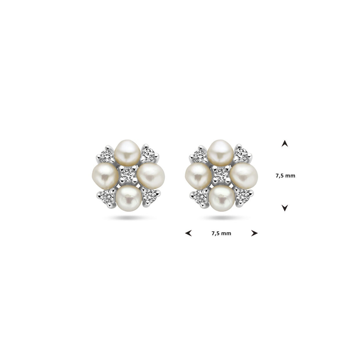 Ohrstecker Perle und Zirkonia Silber rhodiniert