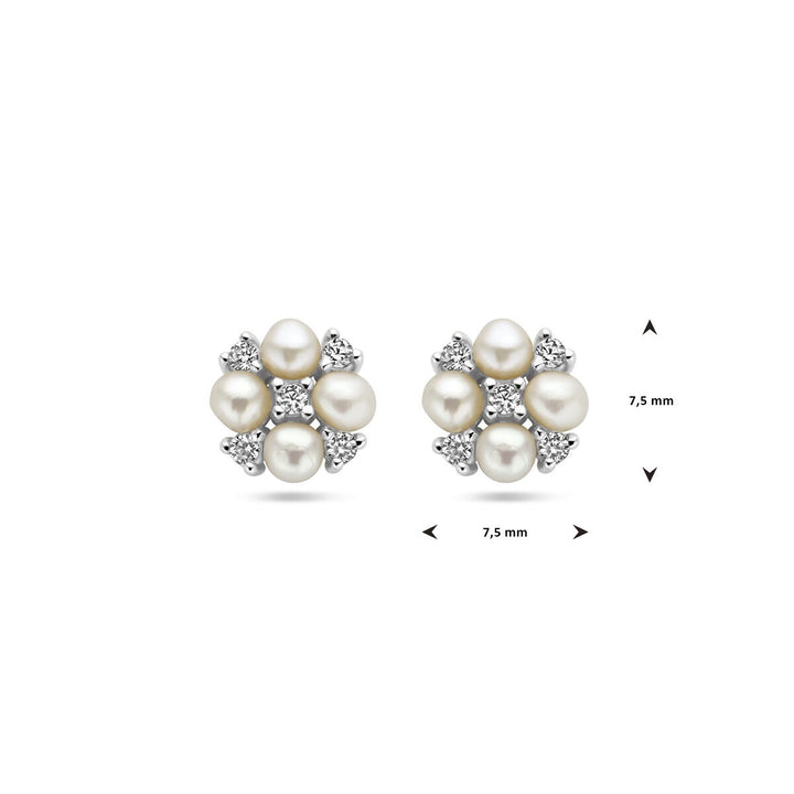 Ohrstecker Perle und Zirkonia Silber rhodiniert