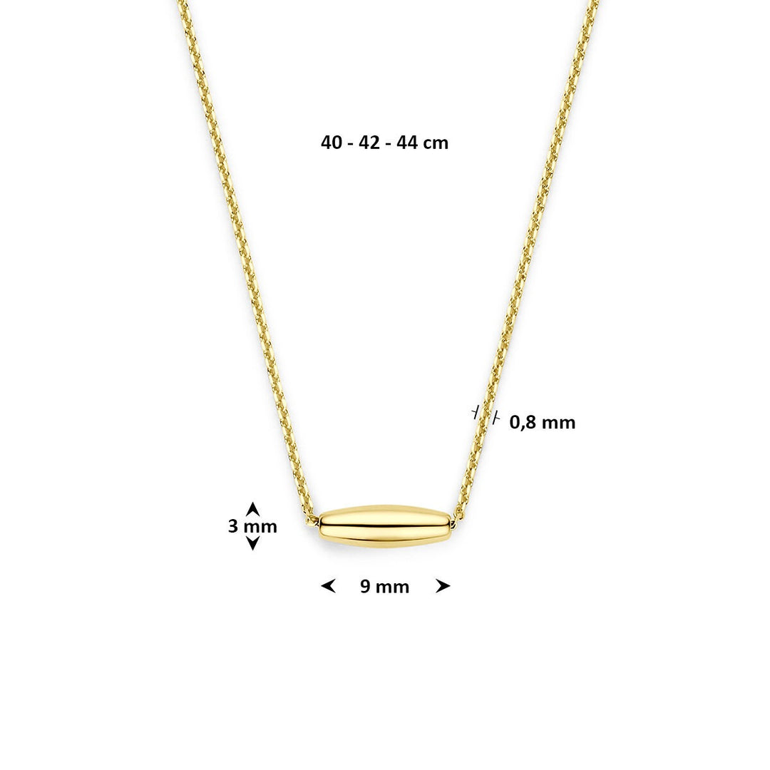 9k Geelgouden collier met balkje hanger