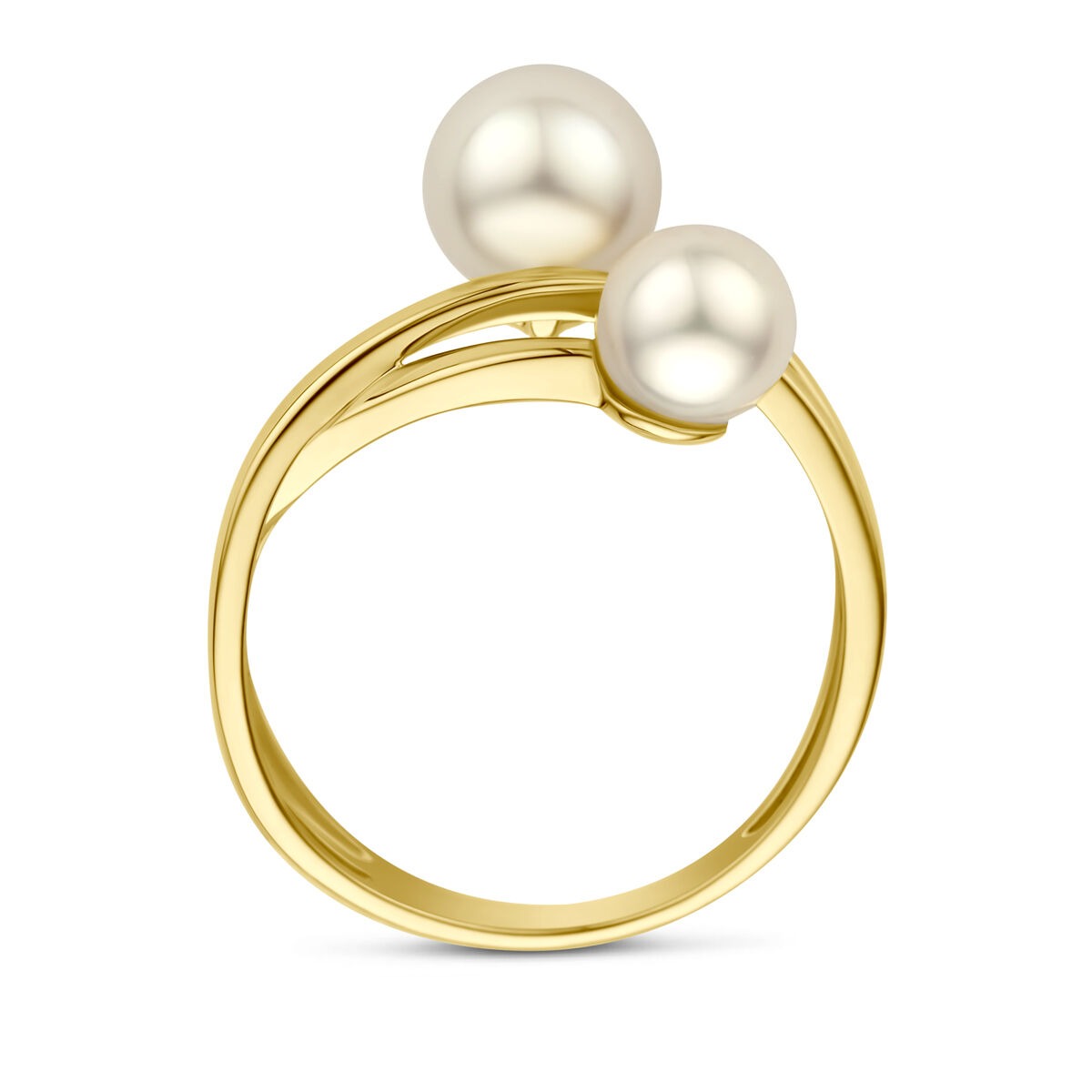 14 Karat Gelbgold Damenring mit Perlen