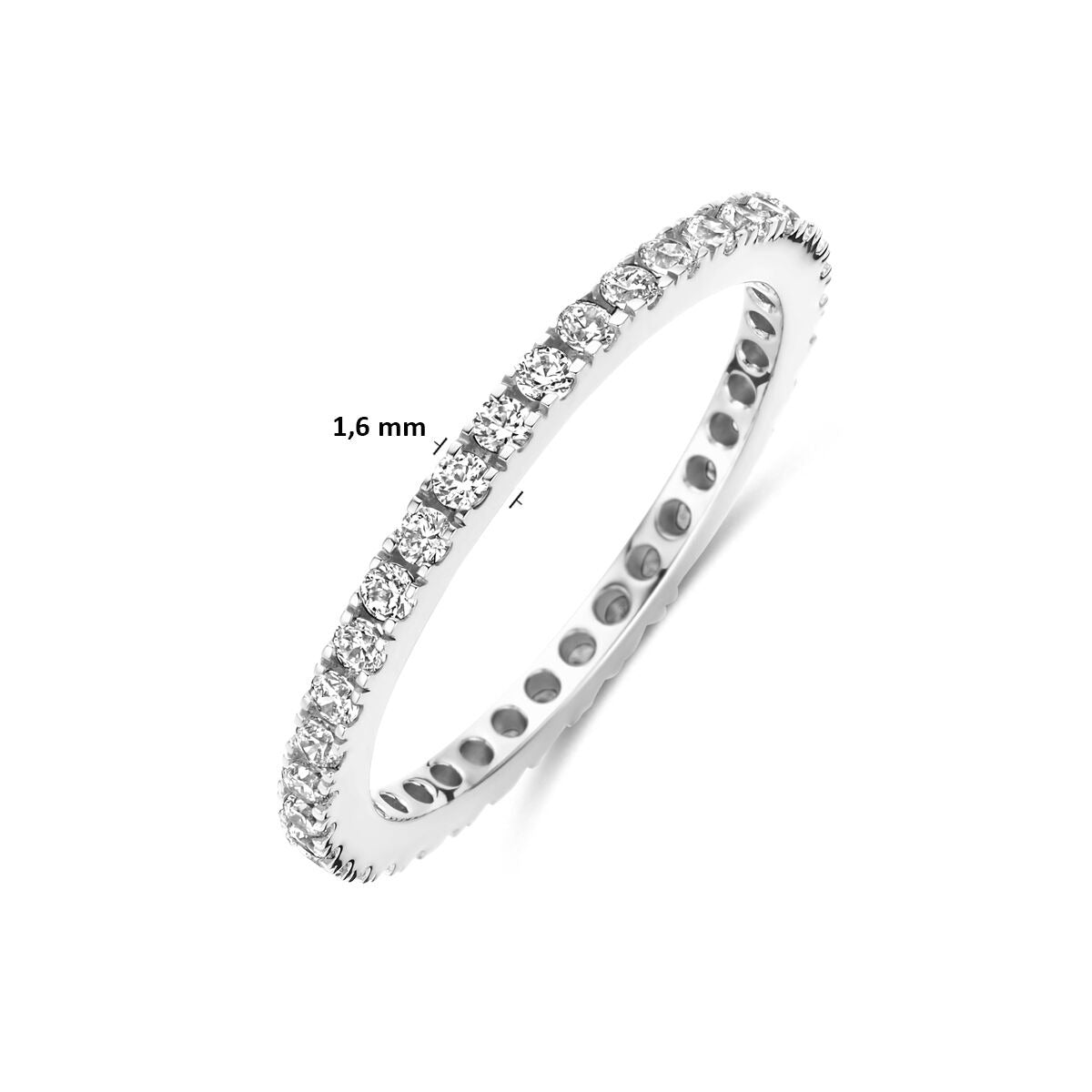 Rhodinierter 925er Silberring mit Zirkonia