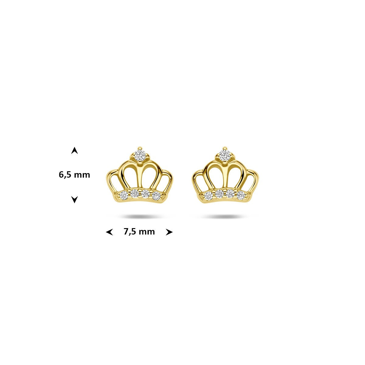 Vergoldete silberne Kinderohrstecker Krönchen mit Zirkonia