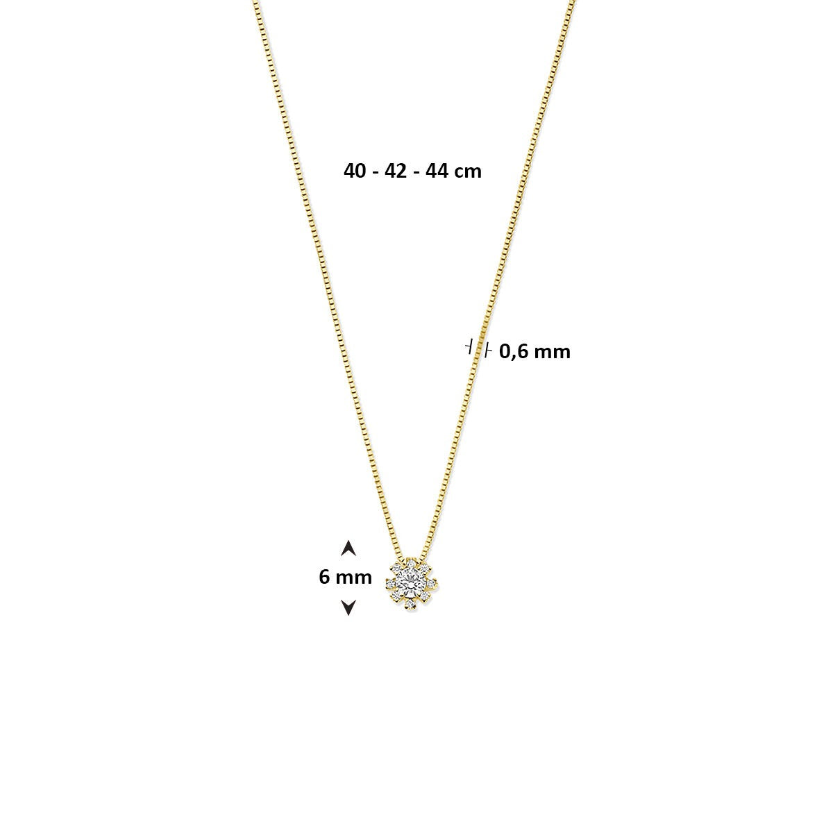 Goldhalskette 14k mit Zirkonia – Entourage-Fassung