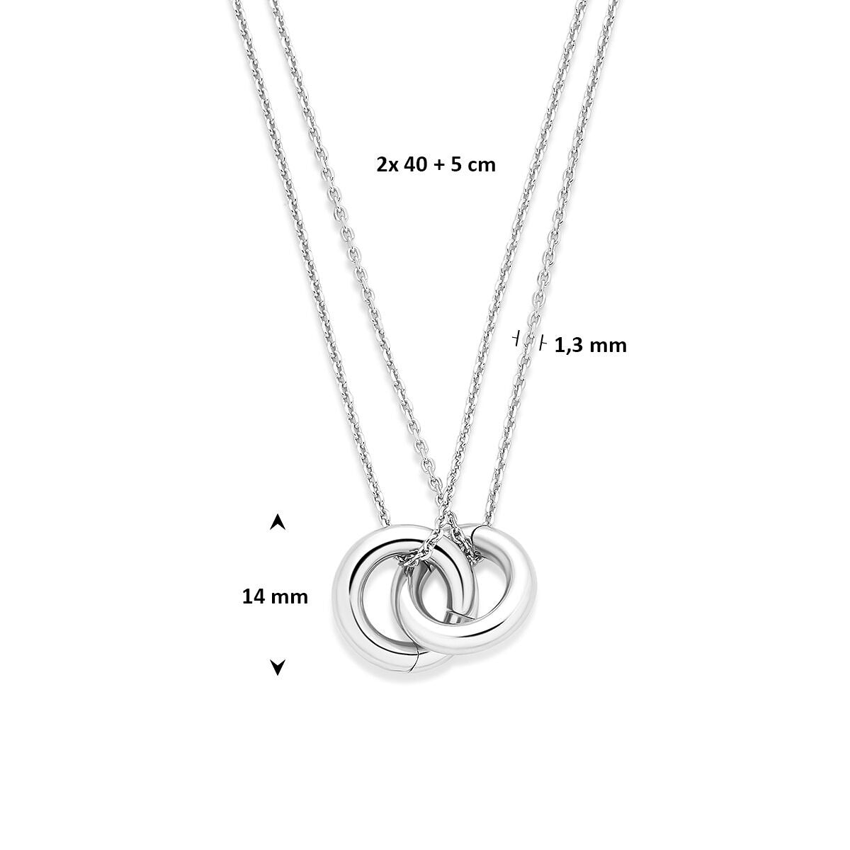 Rhodiniertes 925er Silber Forever Connected 2x Halsketten mit Konnektoren