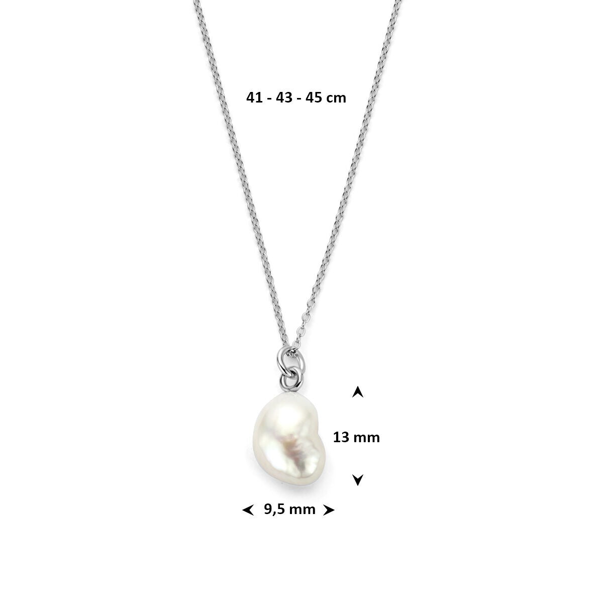Rhodinierte 925er Silberkette mit Perle