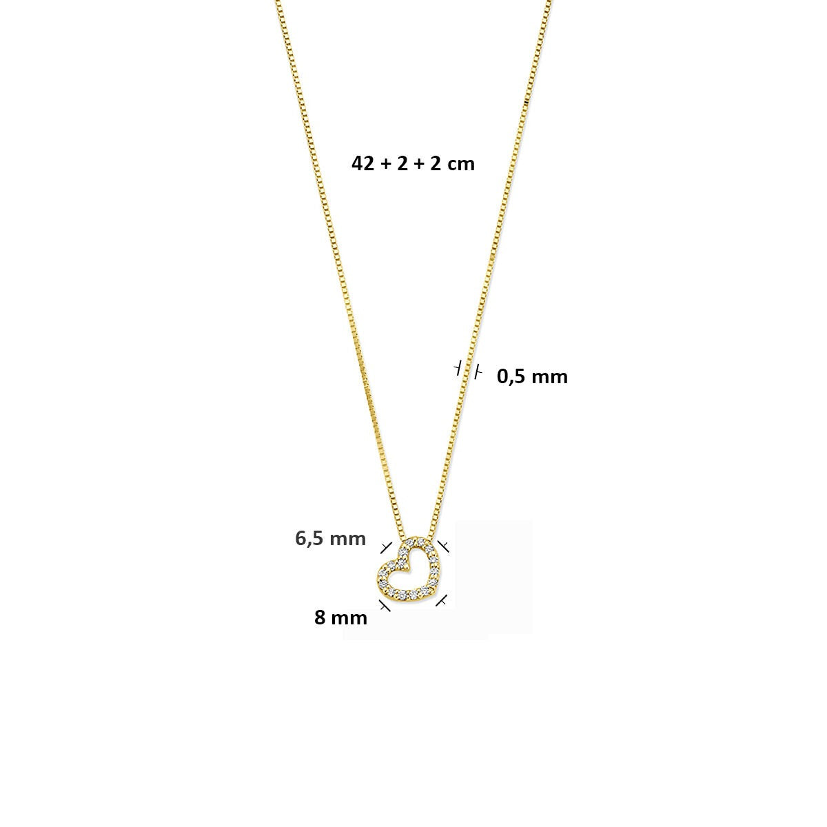 Goldkette 14K mit Herzanhänger und Labordiamant
