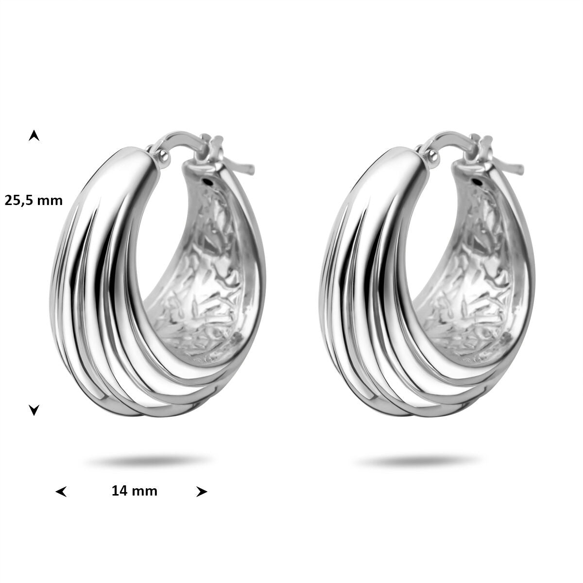 Rhodinierte 925er Silber Ohrringe 25,5 x 14 mm Damen