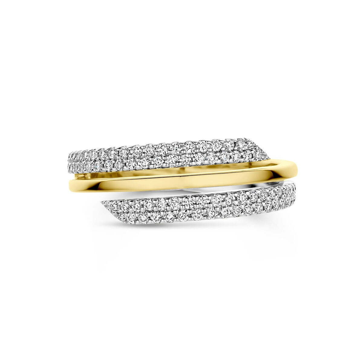 14 Karat Bicolor Goldring mit Diamant 0,40 Karat