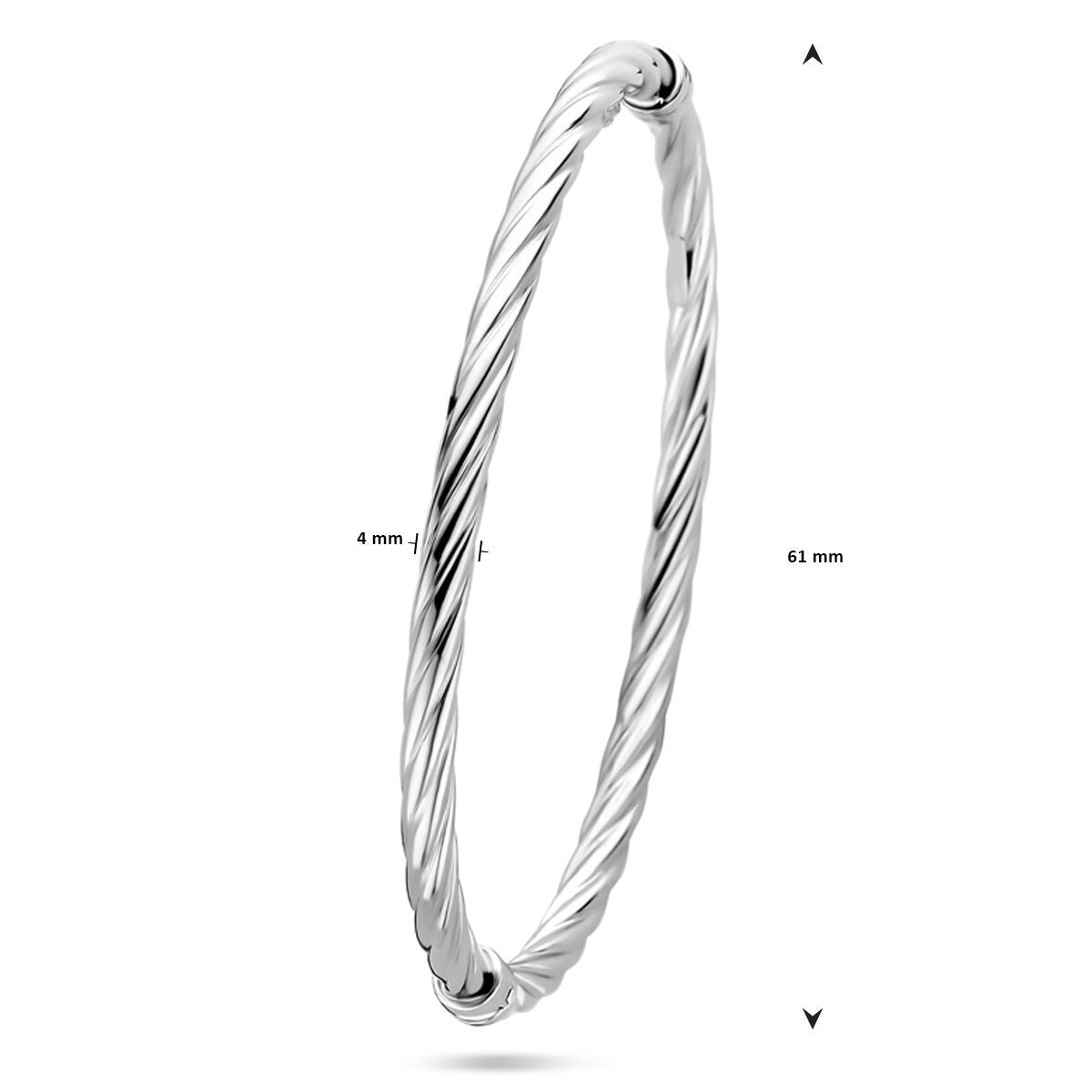 Silberner Armreif mit gedrehtem Design – rhodiniertes 925er Silber, 61 mm Durchmesser