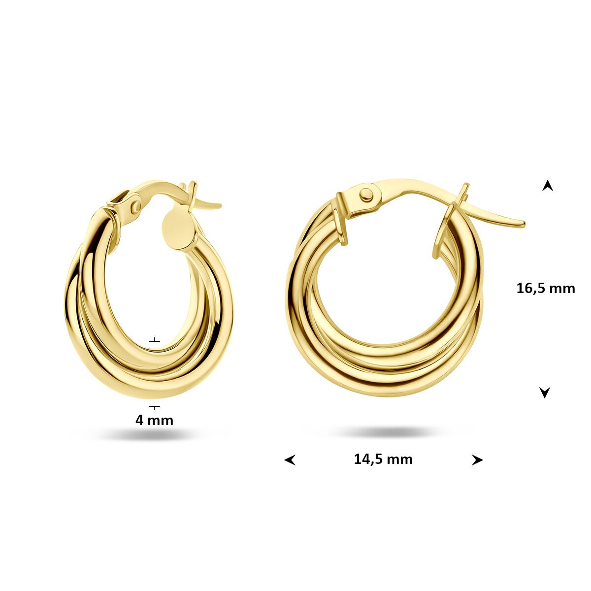 14 Karat Gelbgold Creolen 4 mm Damen Klappverschluss