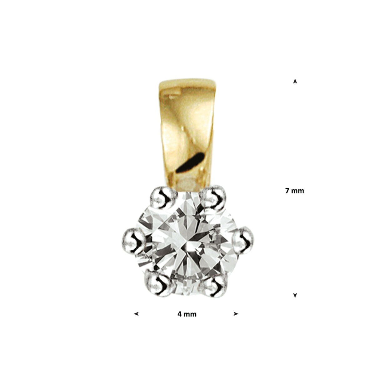 14k Bicolor Goldanhänger mit Diamant – Gelb- und Weißgold