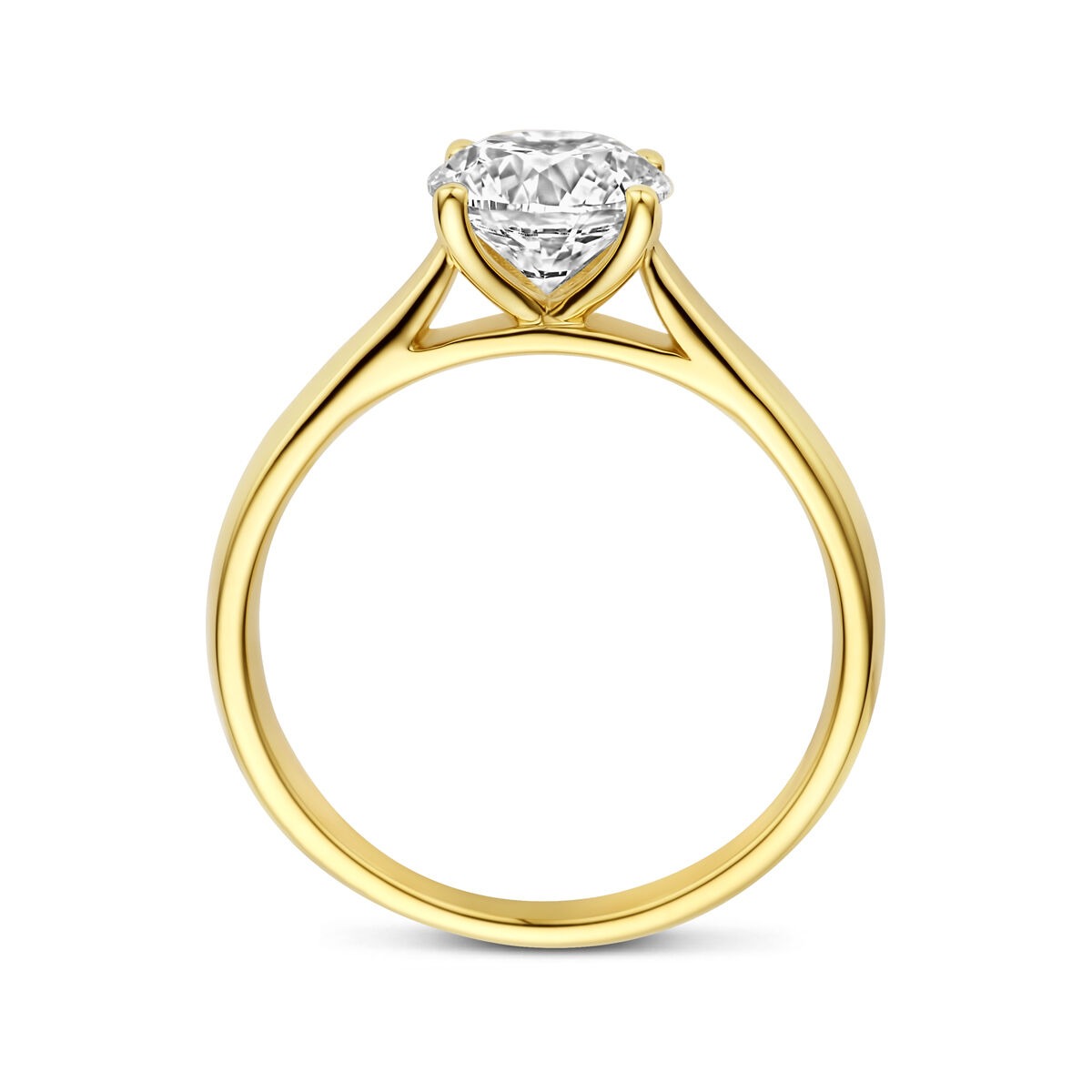 14K Gelbgoldring mit im Labor gewachsenem Diamanten 1,50 ct