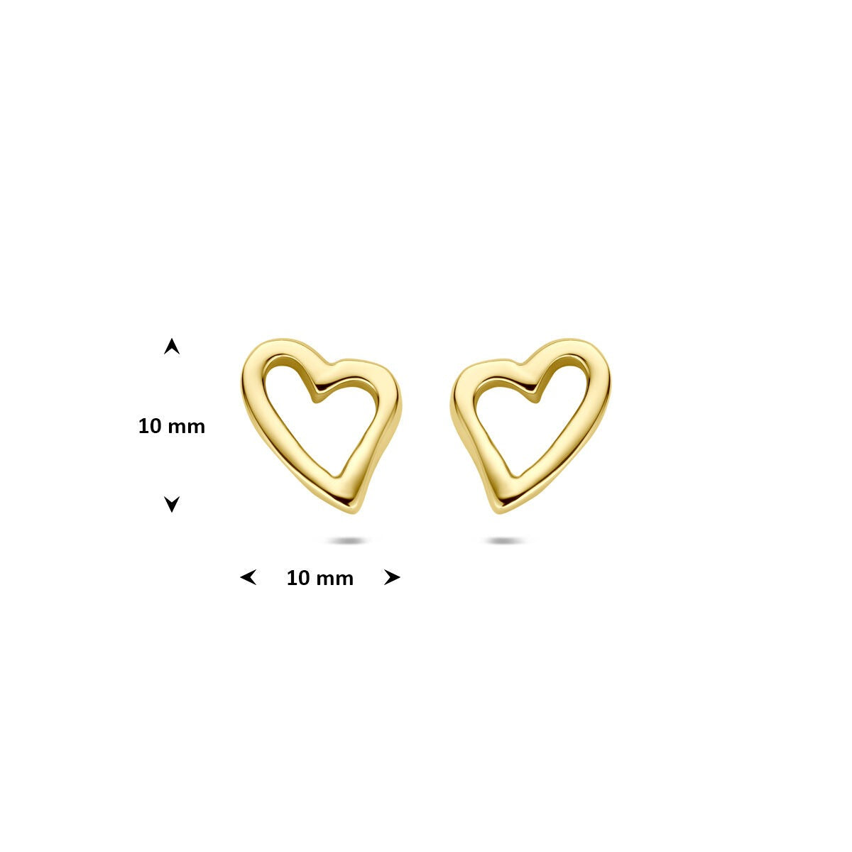 14k Gelbgold Ohrstecker Herz 10 mm