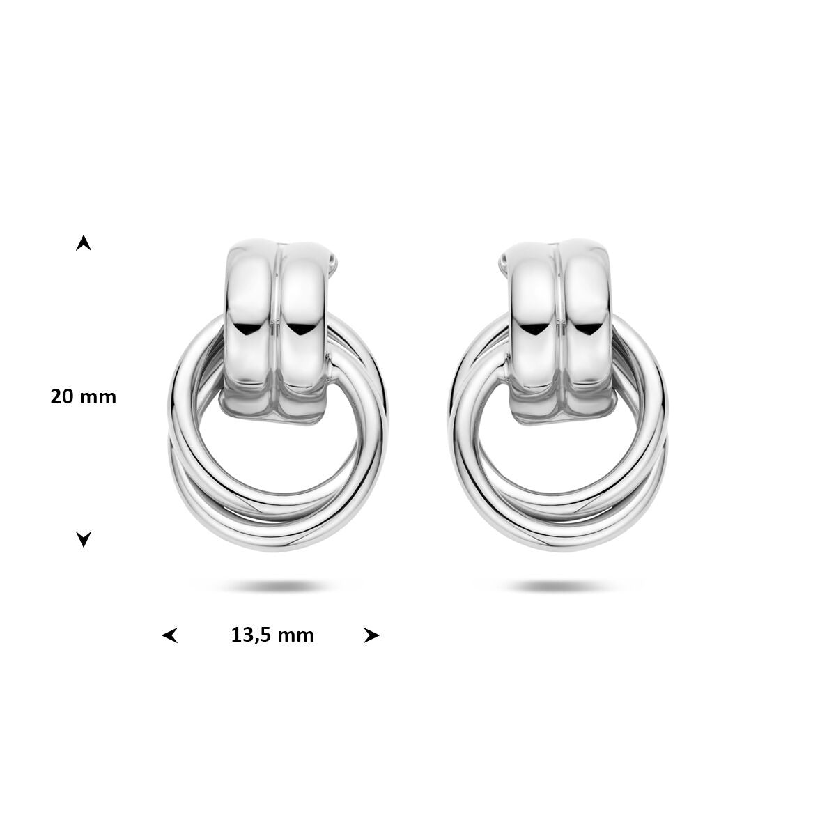 Rhodinierte 925er Silber Steckerohrringe 20 x 13.5 mm