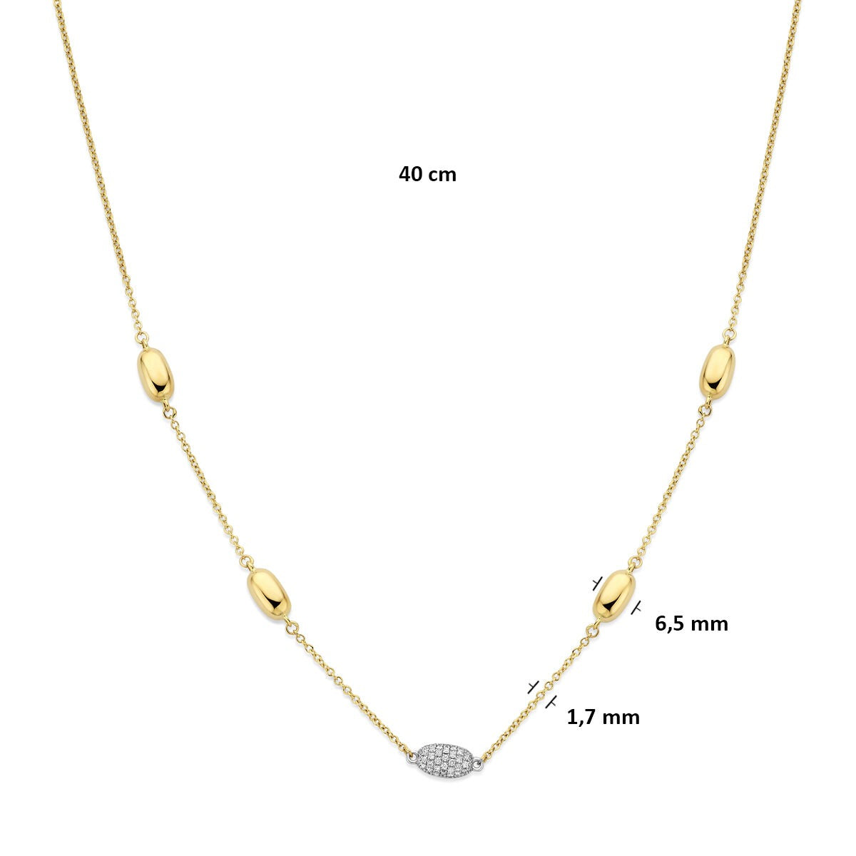 14K zweifarbige Goldkette mit Diamant 0,80 Karat