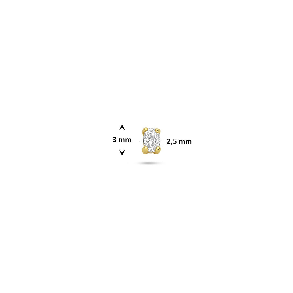 Vergoldetes 925er Silber Flat Back Piercing mit ovalem Zirkonia
