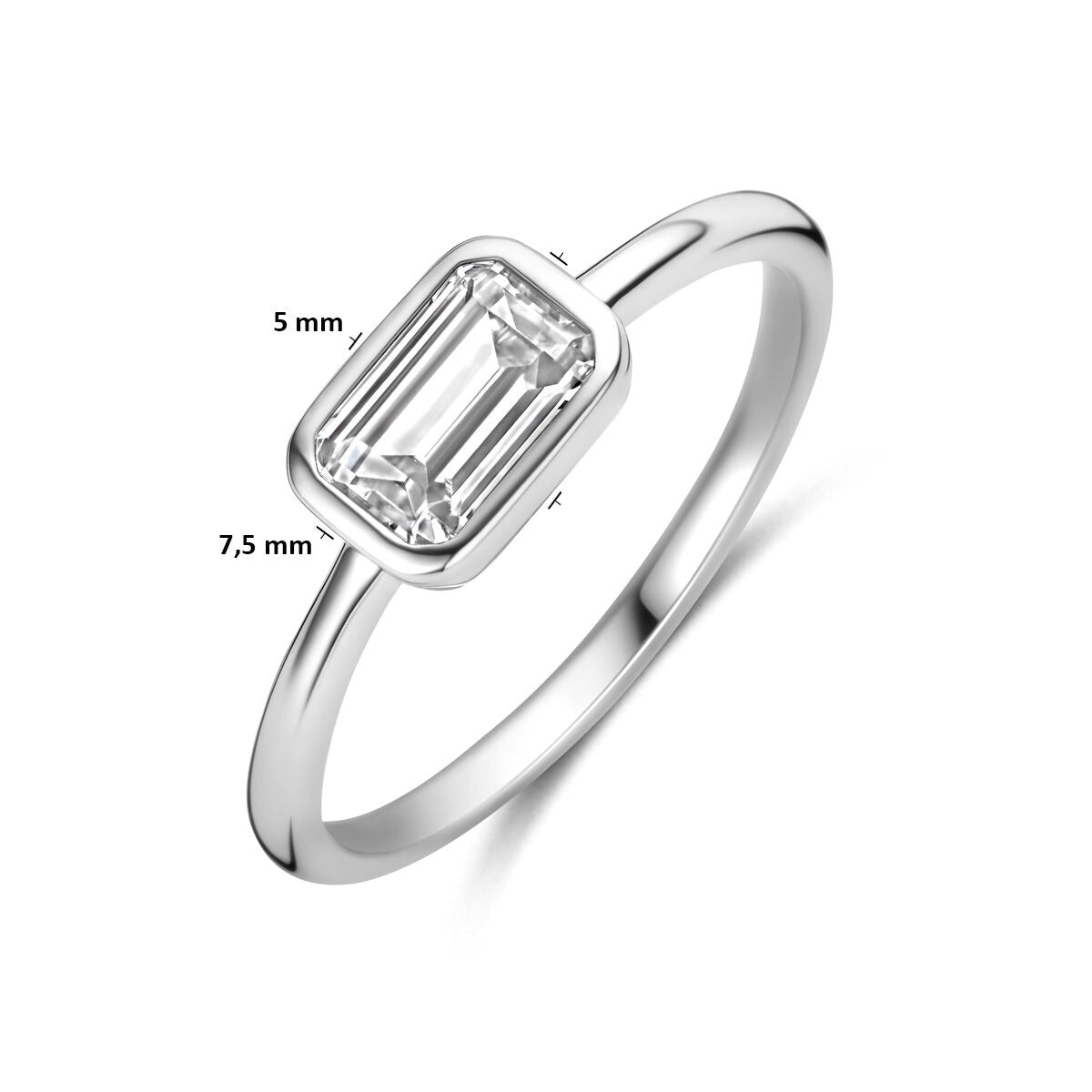 Rhodinierter 925er Silberring mit Zirkonia