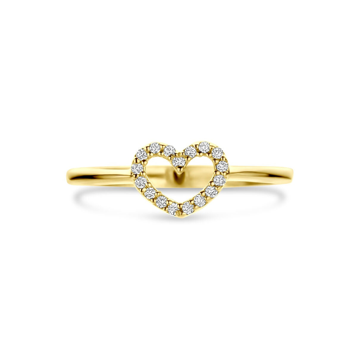 Goldener Damenring mit Herz und im Labor gezüchtetem Diamanten – 14 Karat Gelbgold