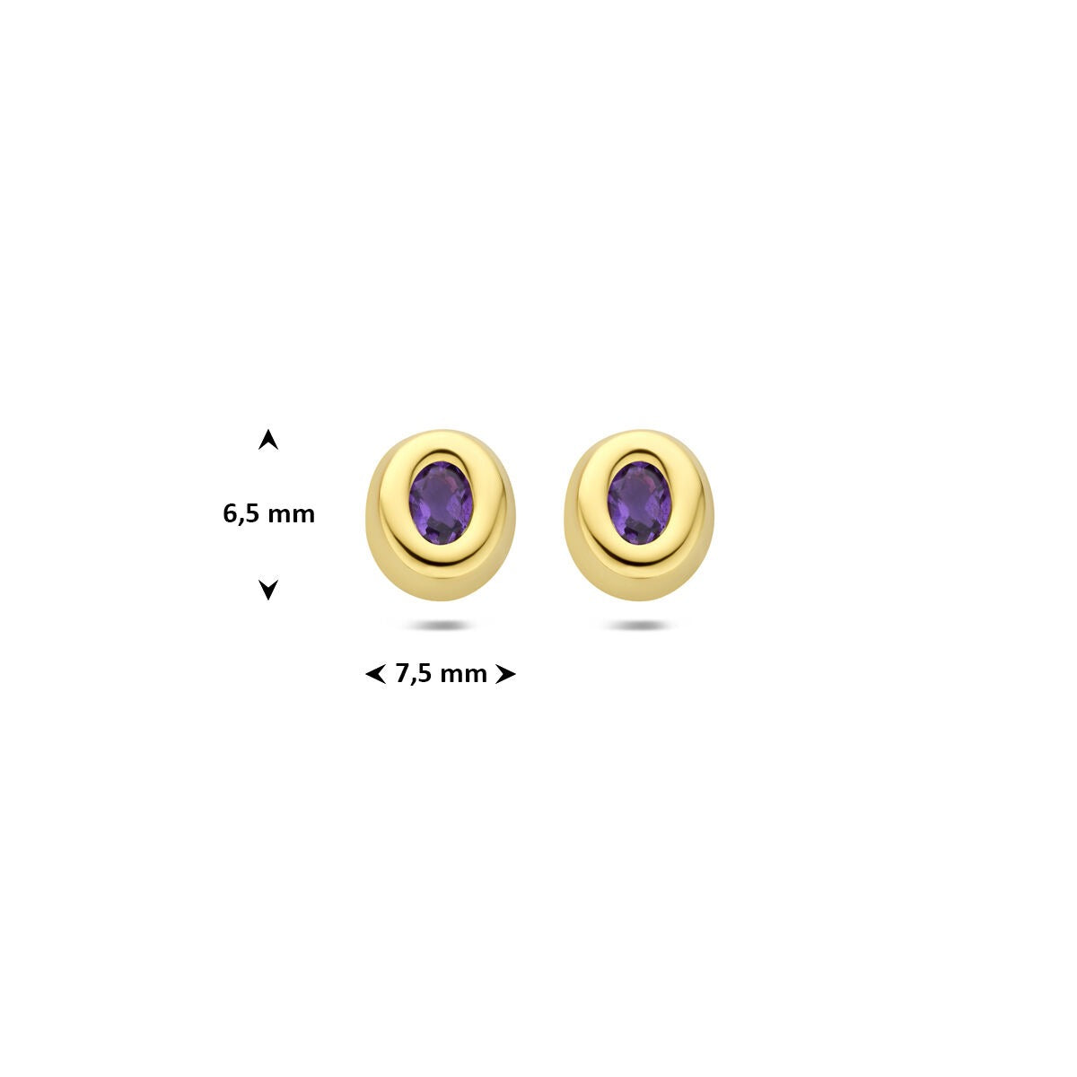 9k Gelbgold-Ohrstecker mit Amethyst