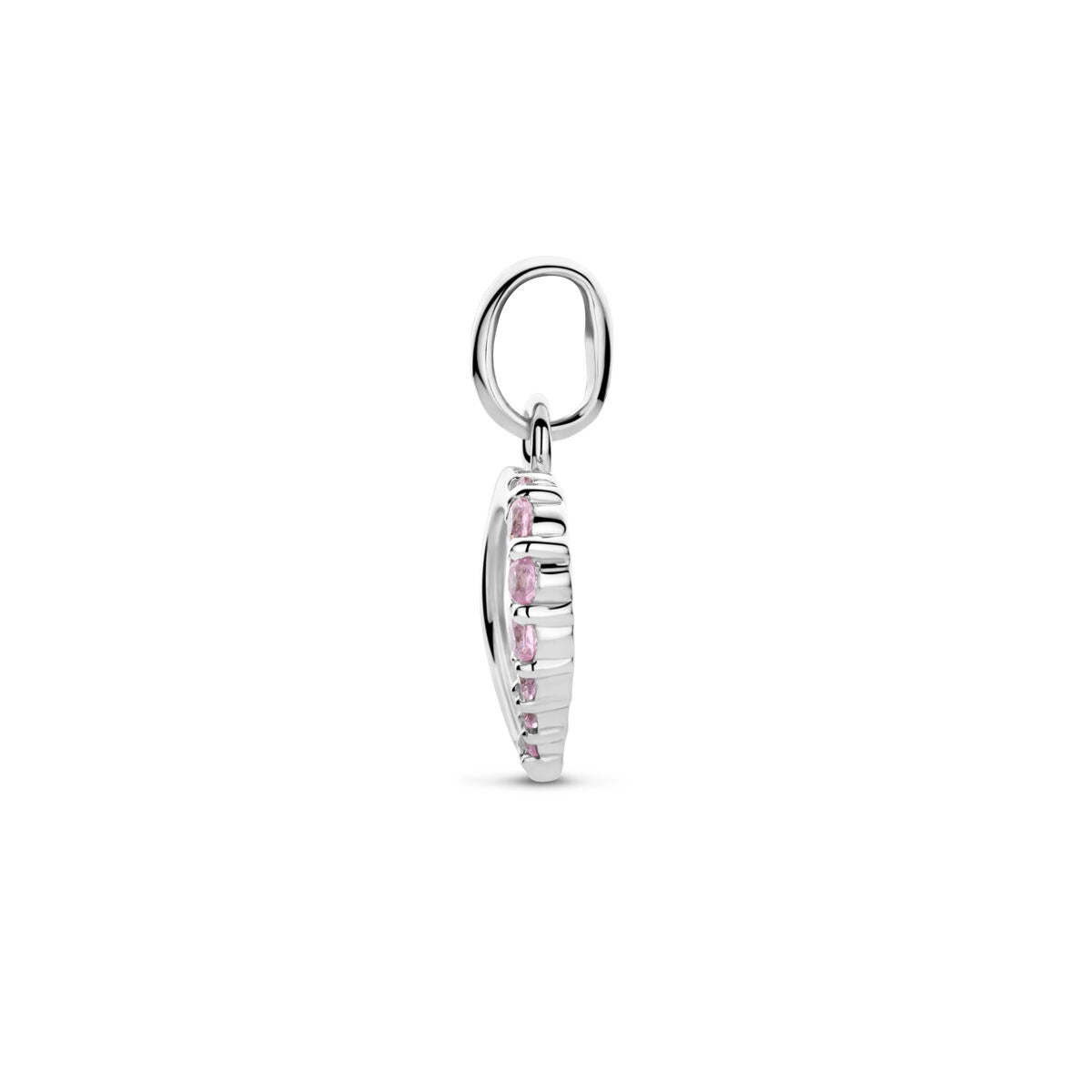 Silberner Anhänger mit Emaille-Herz und Zirkonia – 11.5 x 10 mm