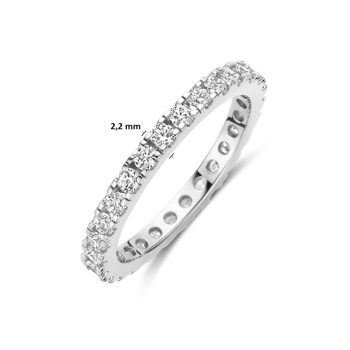 Rhodinierter Ring aus 925er Silber mit Zirkonia 2,2 mm
