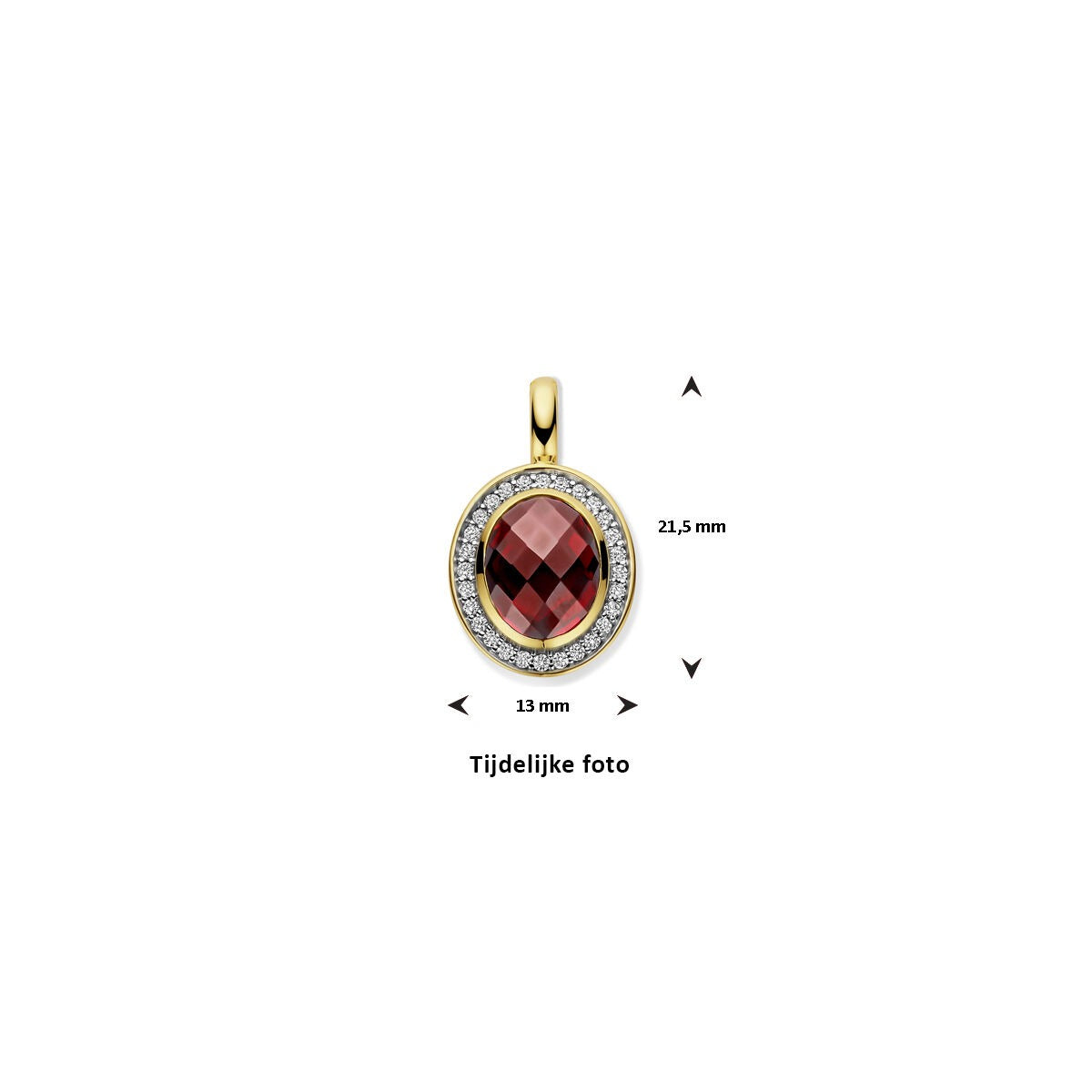 Goldanhänger – 14 Karat mit Granat und Diamant