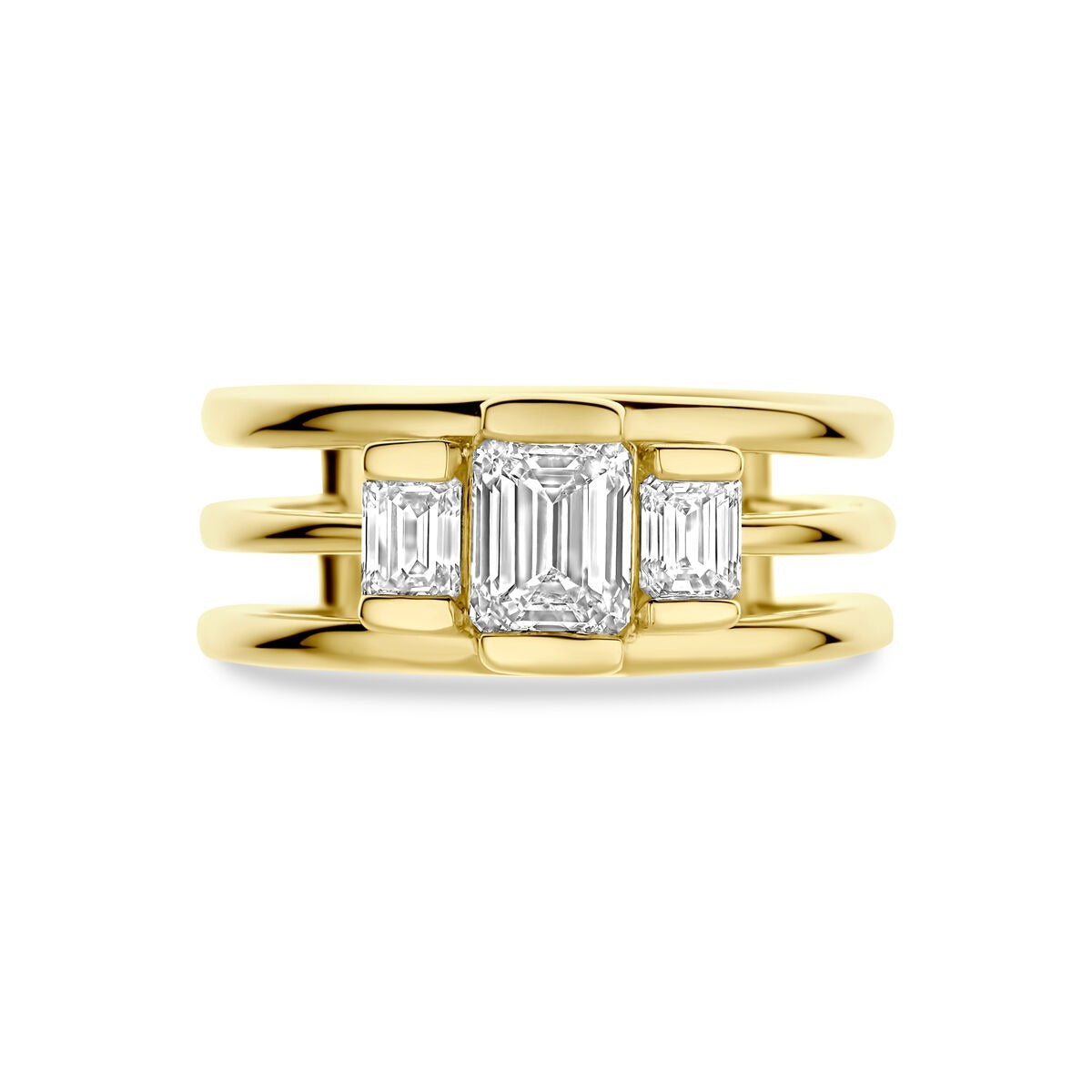 Damenring aus 14 Karat Gelbgold mit 1,50 ct im Labor gezüchtetem Diamanten