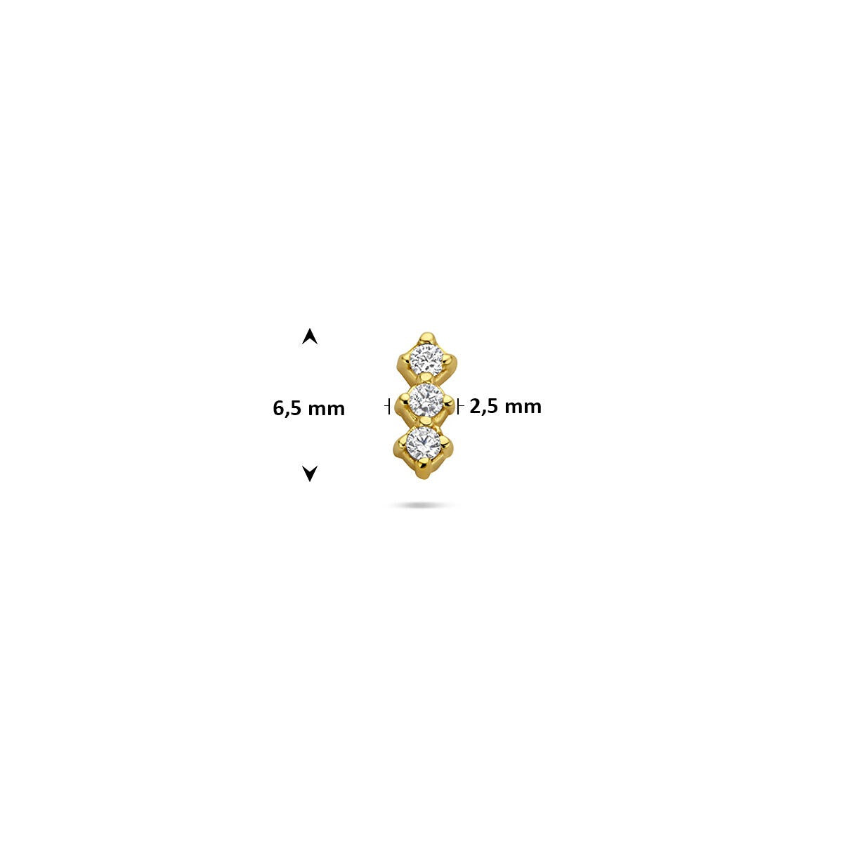 Vergoldetes 925er Silber Flat Back Piercing mit Zirkoniasteinen