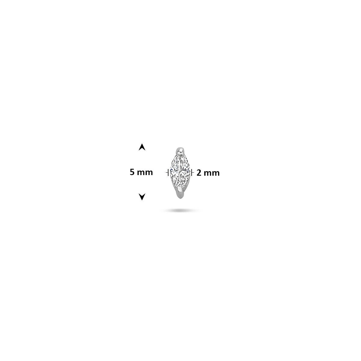 Silbernes Flat-Back-Piercing mit Marquise-Zirkonia – rhodiniert 925