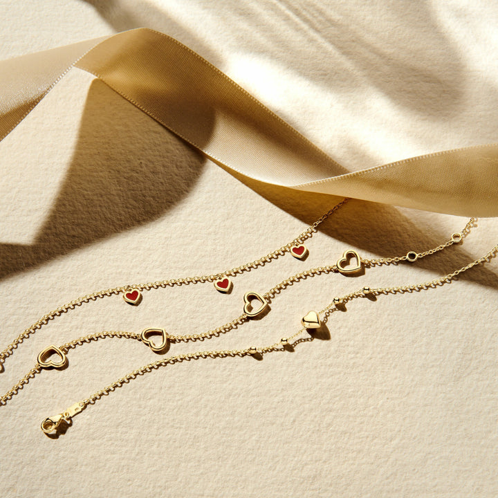 Armband Herzen 16 - 17,5 - 19 cm 14K Gelbgold