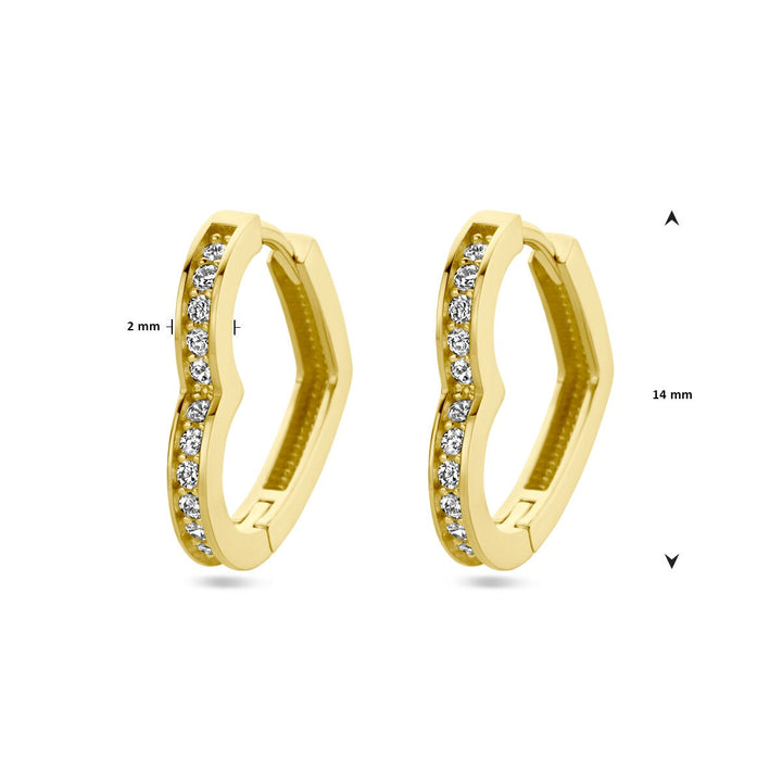 Ohrringe Herz und Zirkonia 14K Gelbgold