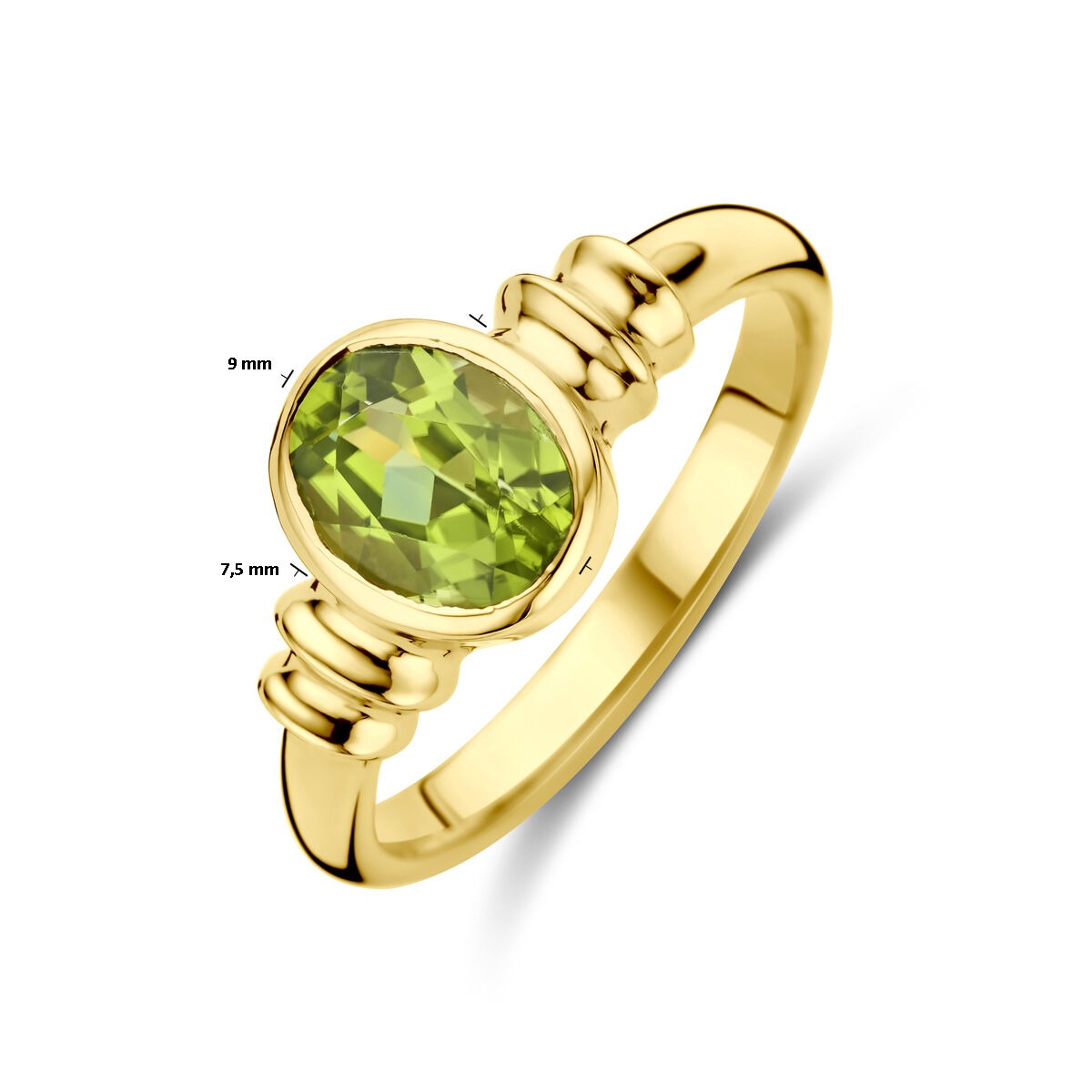 Goldener Damenring – 14k mit Peridot im ovalen Schliff