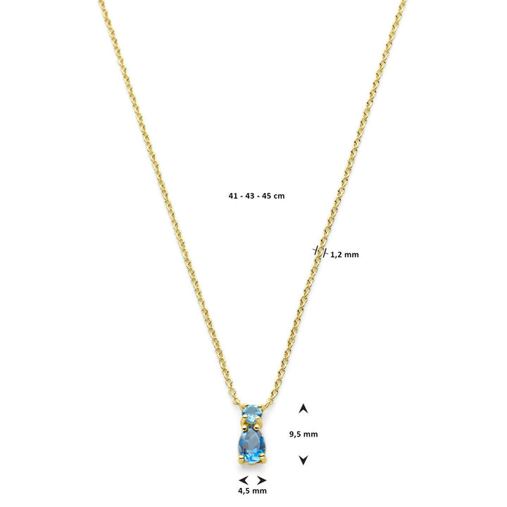 Halskette London Blue Topas und Sky Blue Topas 41 - 43 - 45 cm 14K Gelbgold