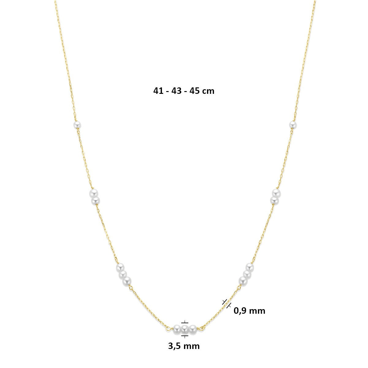9 Karat Gelbgoldcollier mit Perlen