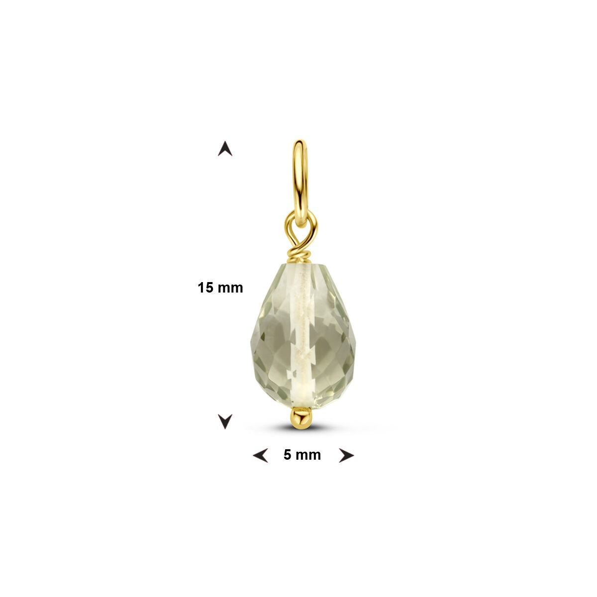 14K Gelbgoldanhänger mit grünem Amethyst – Briolett-Schliff