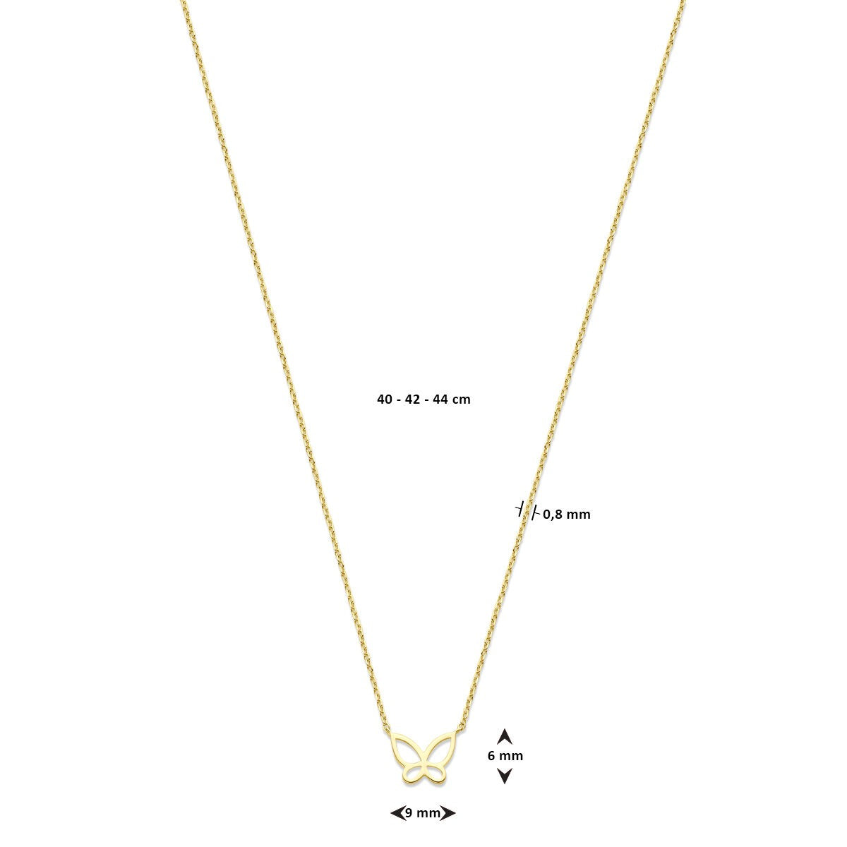 14 Karat Gelbgold Collier mit Schmetterling – Elegant und Verspielt