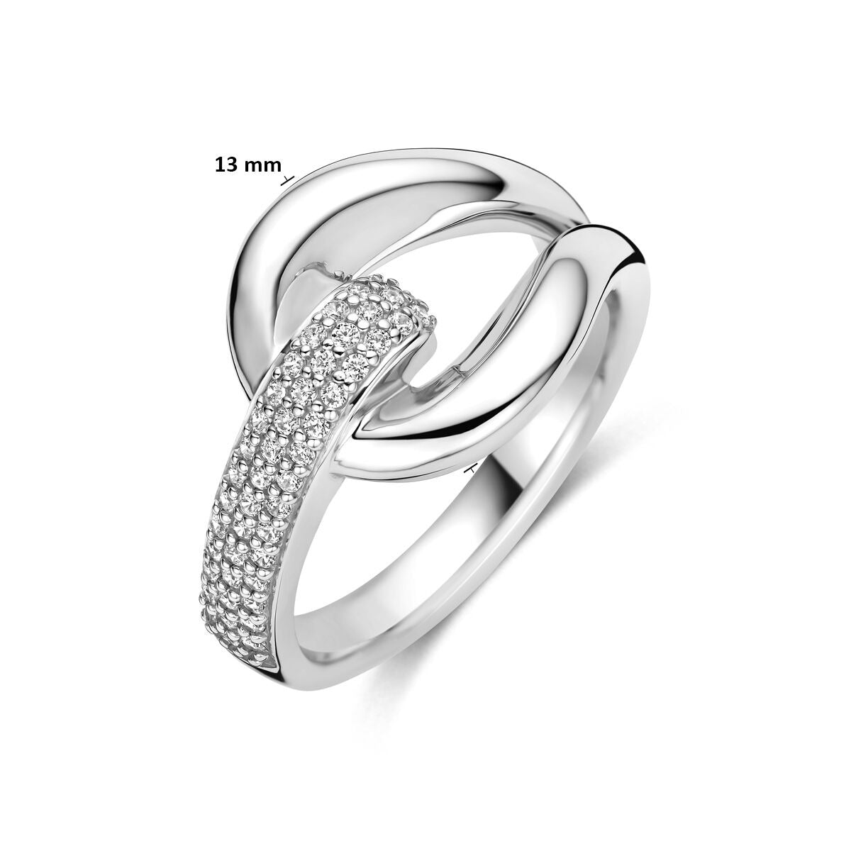 Rhodinierter 925er Silberring mit Pavé-Zirkonia
