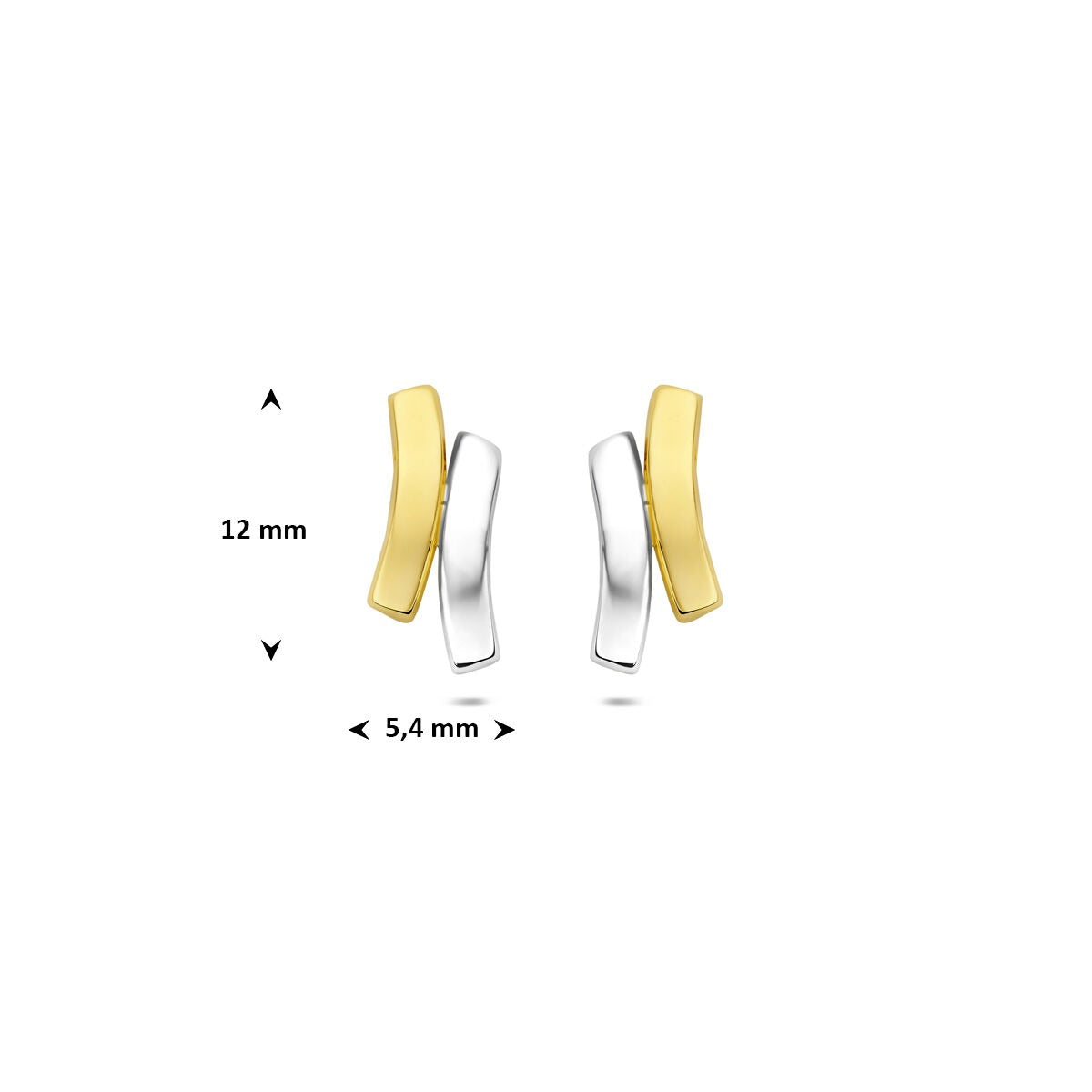 9 Karat zweifarbige Goldohrstecker